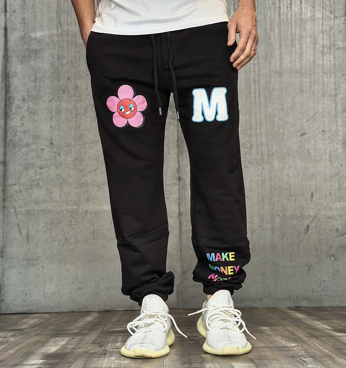 PANTALONE TUTA + ST. FIORI - MAKE MONEY NOT FRIENDS - *ART. MU4001 - COL. NERO