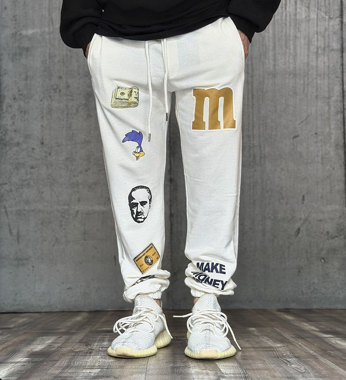 PANTALONE TUTA + ST. M&M - MAKE MONEY NOT FRIENDS - *ART. MU4003 - COL. PANNA