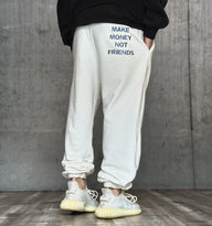 PANTALONE TUTA + RICAMO - MAKE MONEY NOT FRIENDS - *ART. MU210023 - COL. BIANCO