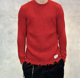 MAGLIONE GIROCOLLO SFRANGIATO - BL.11 - ART. KIR - COL. ROSSO