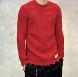 MAGLIONE GIROCOLLO SFRANGIATO - BL.11 - ART. KIR - COL. ROSSO