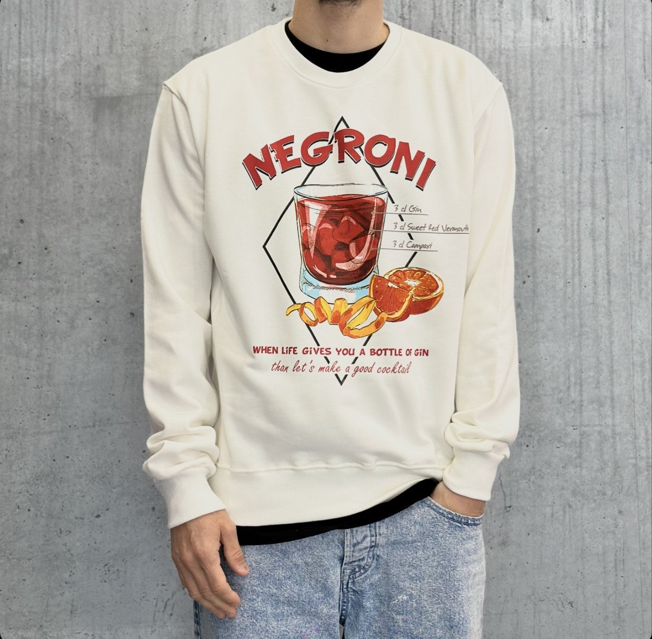 FELPA GIROCOLLO NEGRONI - BERNA -  ART. 243359128 - COL. PANNA