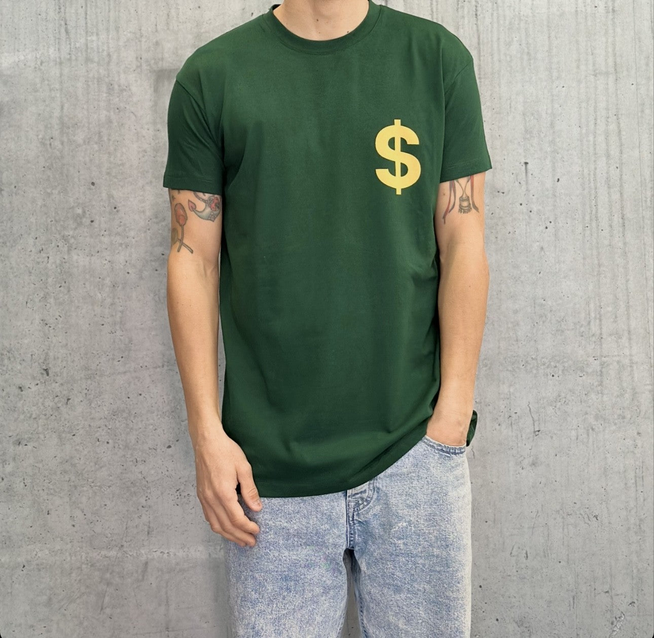 T-SHIRT STAMPA $ - MAKE MONEY NOT FRIENDS - *ART. MU210021 - COL. VERDE