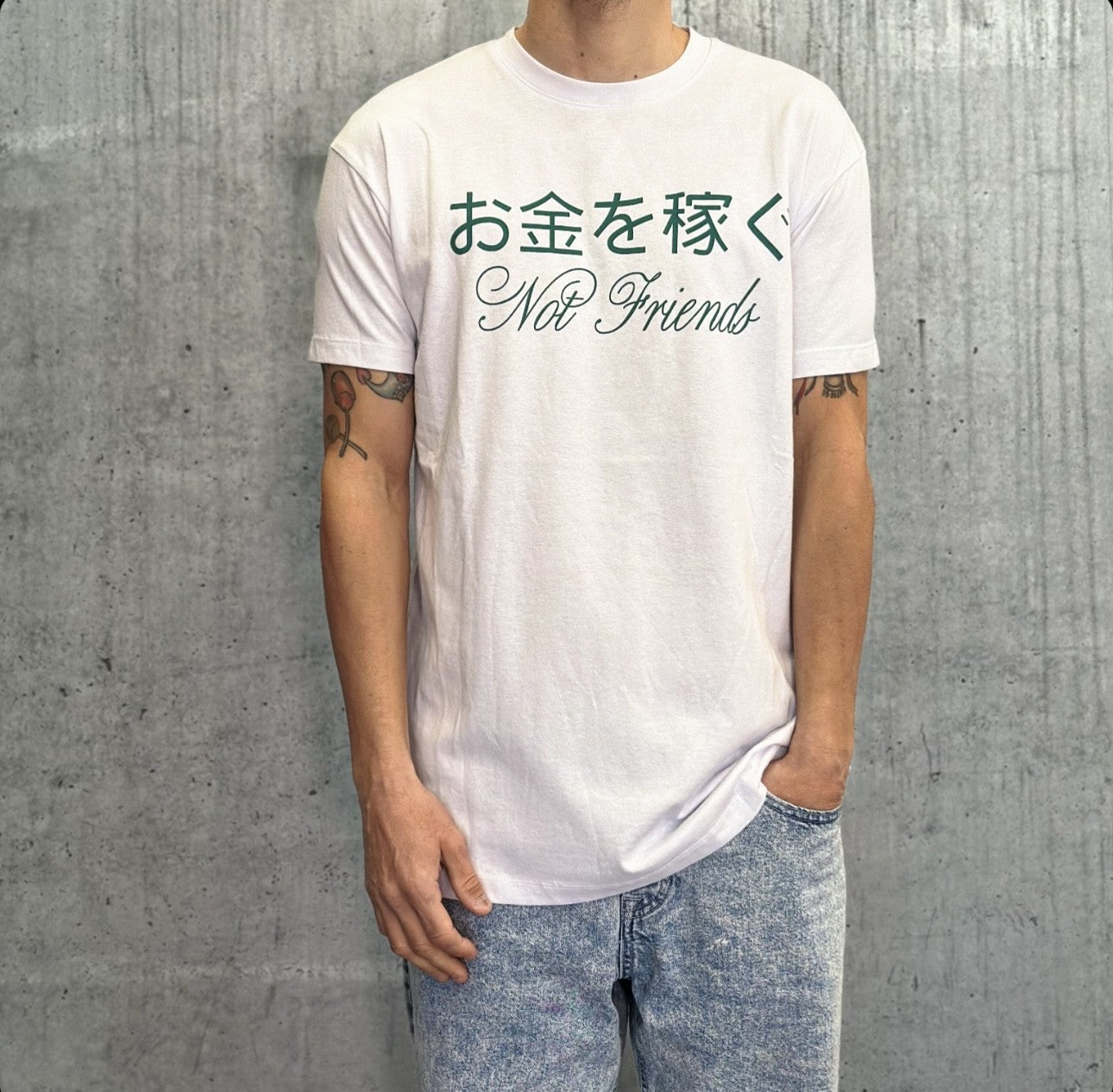 T-SHIRT STAMPA JAPAN - MAKE MONEY NOT FRIENDS - *ART. MU210010 - COL. BIANCO