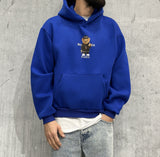 FELPA OVER CON CAPPUCCIO STAMPA ORSETTO - HAMEN - ART. BEAR BOXY FIT  - COL. BLU ROYAL