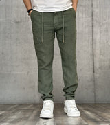 PANTALONE COULISSE LINO - BL.11 - ART. P29327- COL. VERDE MILITARE