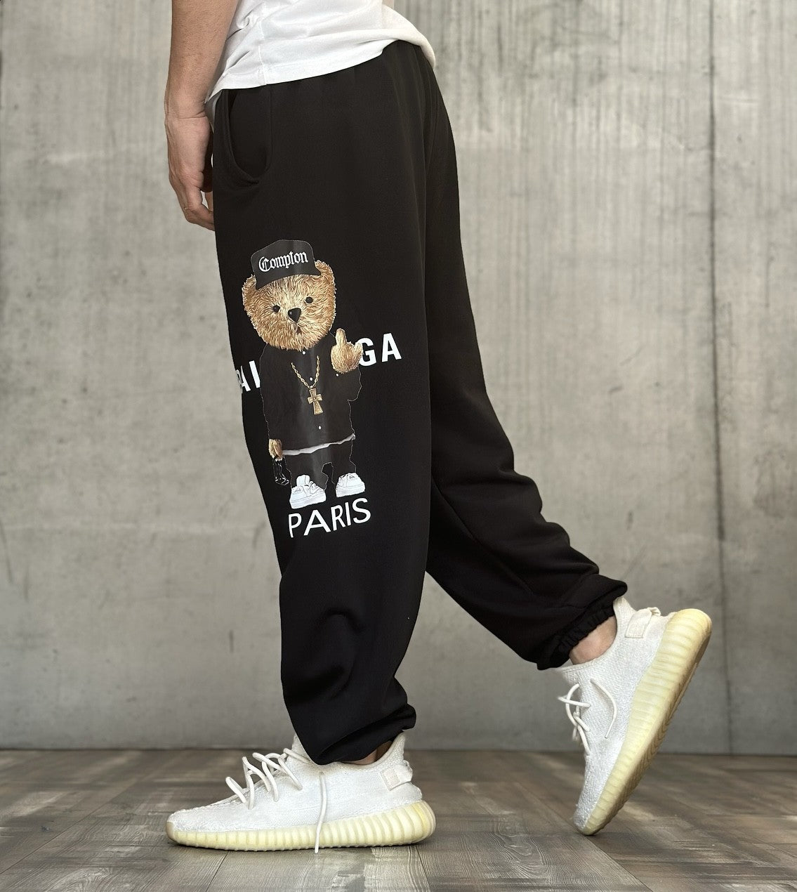 PANTALONE DI TUTA STAMPA ORSETTO BIG - HAMEN - ART. BEAR FIT - COL  NERO