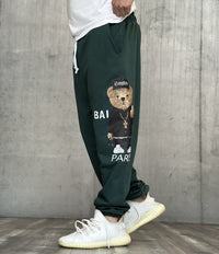 PANTALONE DI TUTA STAMPA ORSETTO BIG - HAMEN - ART. BEAR FIT - COL  VERDE