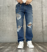 JEANS LUNGO STRAPPI - BERNA - ART. 23026030 - COL. DENIM MEDIO