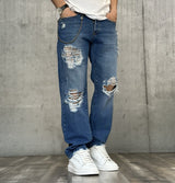 JEANS LUNGO STRAPPI - BERNA - ART. 23026030 - COL. DENIM MEDIO