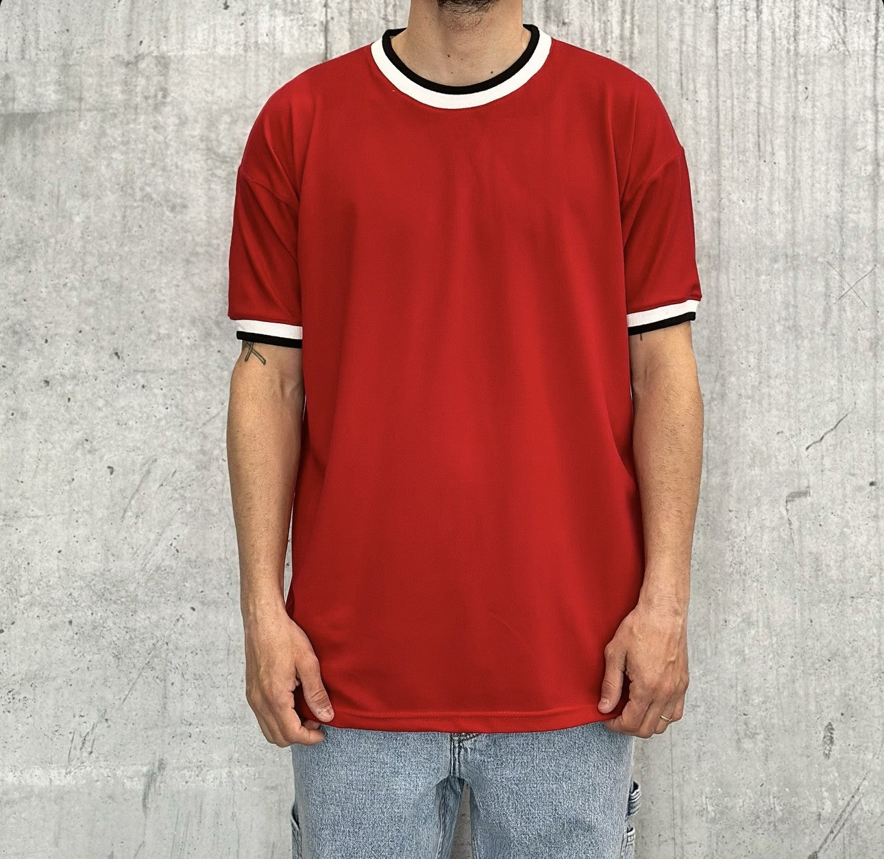 T-SHIRT OVERSIZE CONTRASTO - HAMEN - ART. MESSI - COL. ROSSA