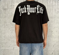 T-SHIRT OVERSIZE STAMPA - FUCK YOUR LIFE - ART. TS001206 - COL. NERO