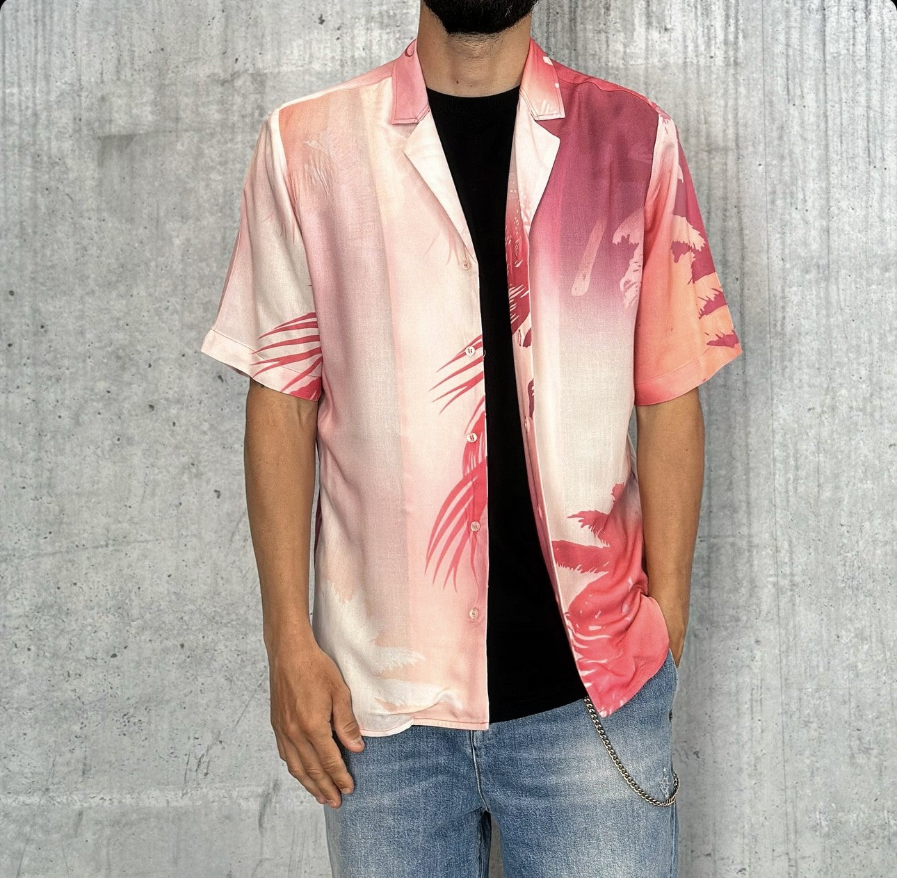 CAMICIA VISCOSA MANICHE CORTE - WHY NOT BRAND - ART. CF11 - COL. PINK PALM