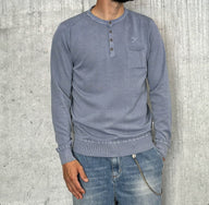 SERAFINO BOTTONI CON TASCHINO MAGLIA - BERNA - *ART. 23011120 - COL. AZZURRO JEANS / DENIM