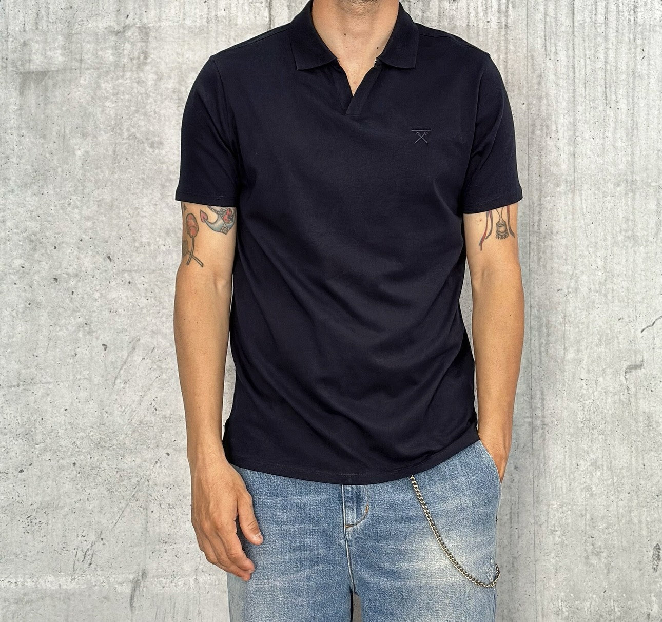 POLO COLLO DERBY JERSEY - BERNA -  ART. 24319578 - COL. BLU NAVY