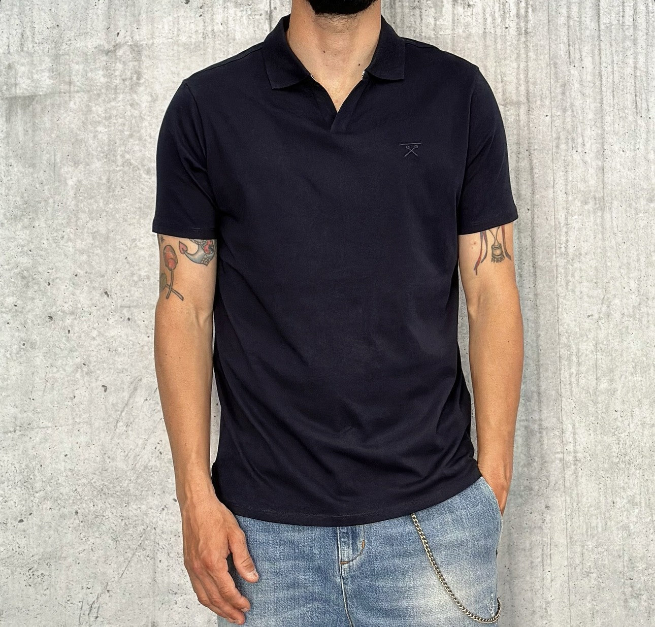 POLO COLLO DERBY JERSEY - BERNA -  ART. 24319578 - COL. BLU NAVY