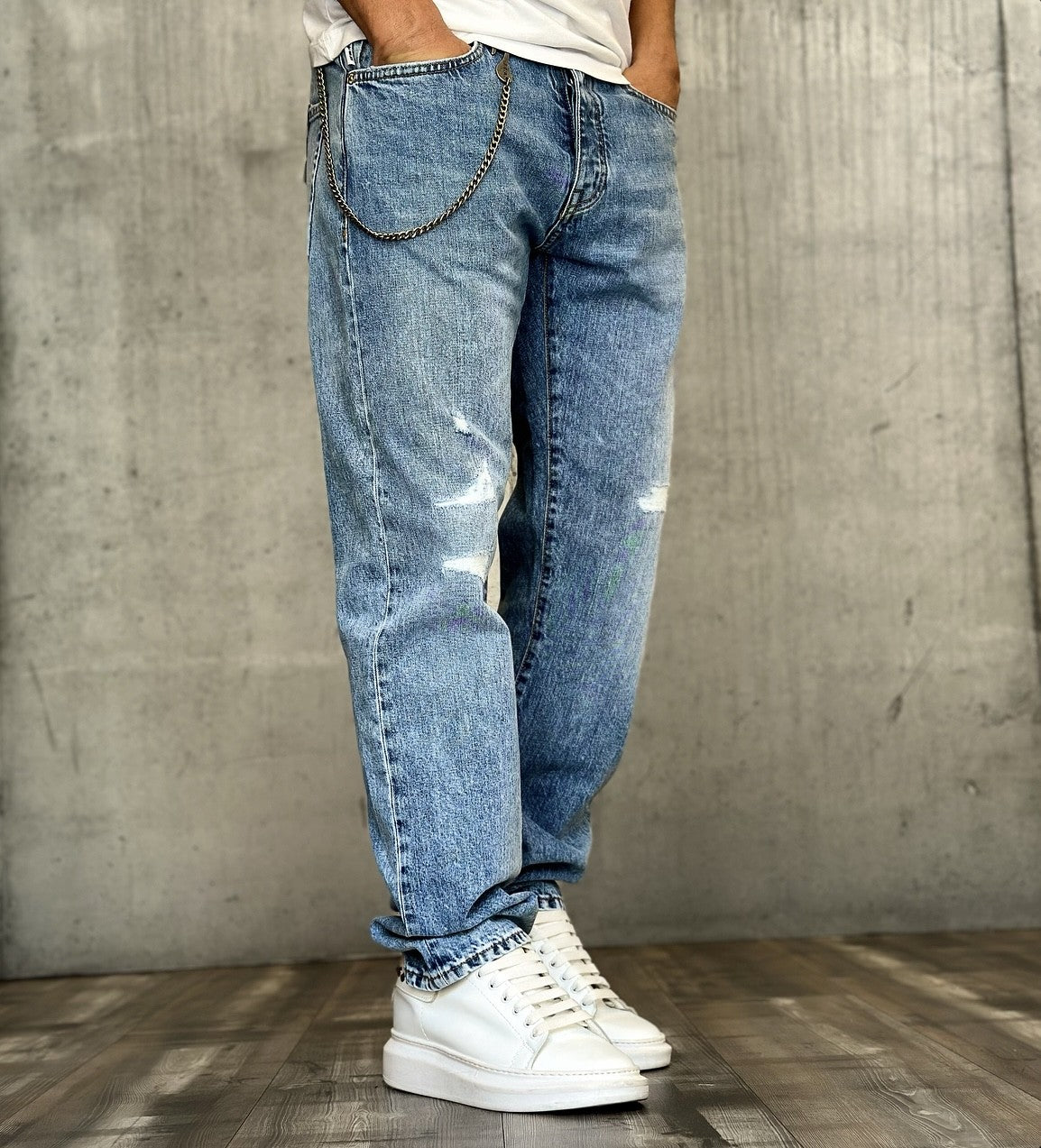 JEANS LAV. STONE CON ROTTURE - BERNA - *ART. 23322730 - COL. DENIM