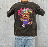 T-SHIRT CROPPED STAMPA (FRONTE RETRO) ORSETTO - HAMEN - ART. JUNIOR BEAR - COL. NERO STONE