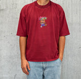 T-SHIRT CROPPED STAMPA (FRONTE RETRO) ORSETTO - HAMEN - ART. JUNIOR BEAR - COL. BORDEAUX