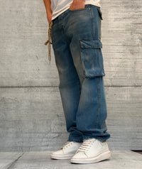 JEANS CARGO TASCONE - HAMEN - ART. KUBO - COL . BLU DENIM