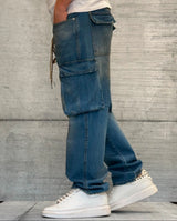 JEANS CARGO TASCONE - HAMEN - ART. KUBO - COL . BLU DENIM