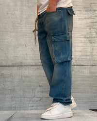 JEANS CARGO TASCONE - HAMEN - ART. KUBO - COL . BLU DENIM