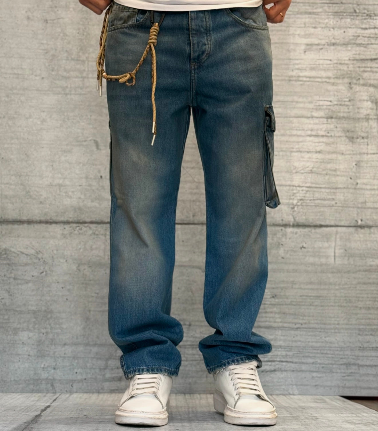 JEANS CARGO TASCONE - HAMEN - ART. KUBO - COL . BLU DENIM