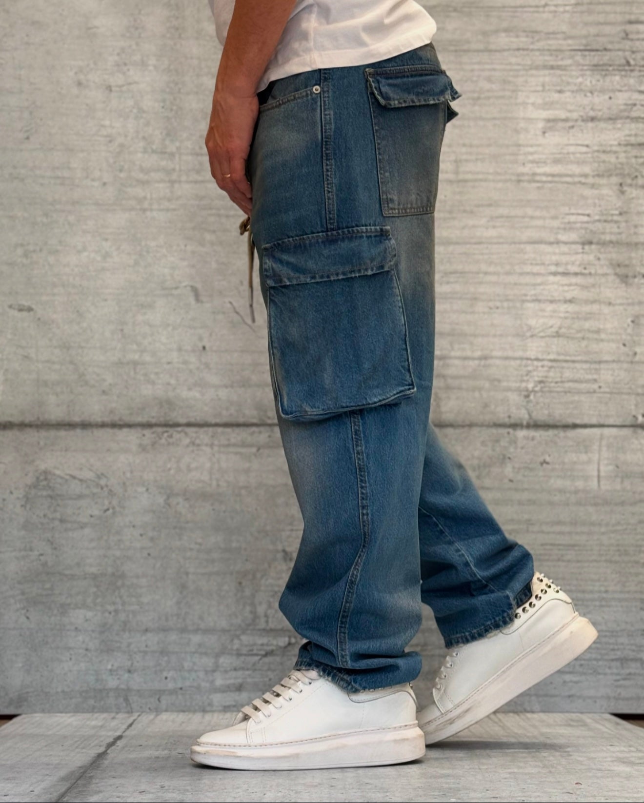 JEANS CARGO TASCONE - HAMEN - ART. KUBO - COL . BLU DENIM