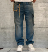 JEANS CARGO TASCONE - HAMEN - ART. KUBO - COL . BLU DENIM