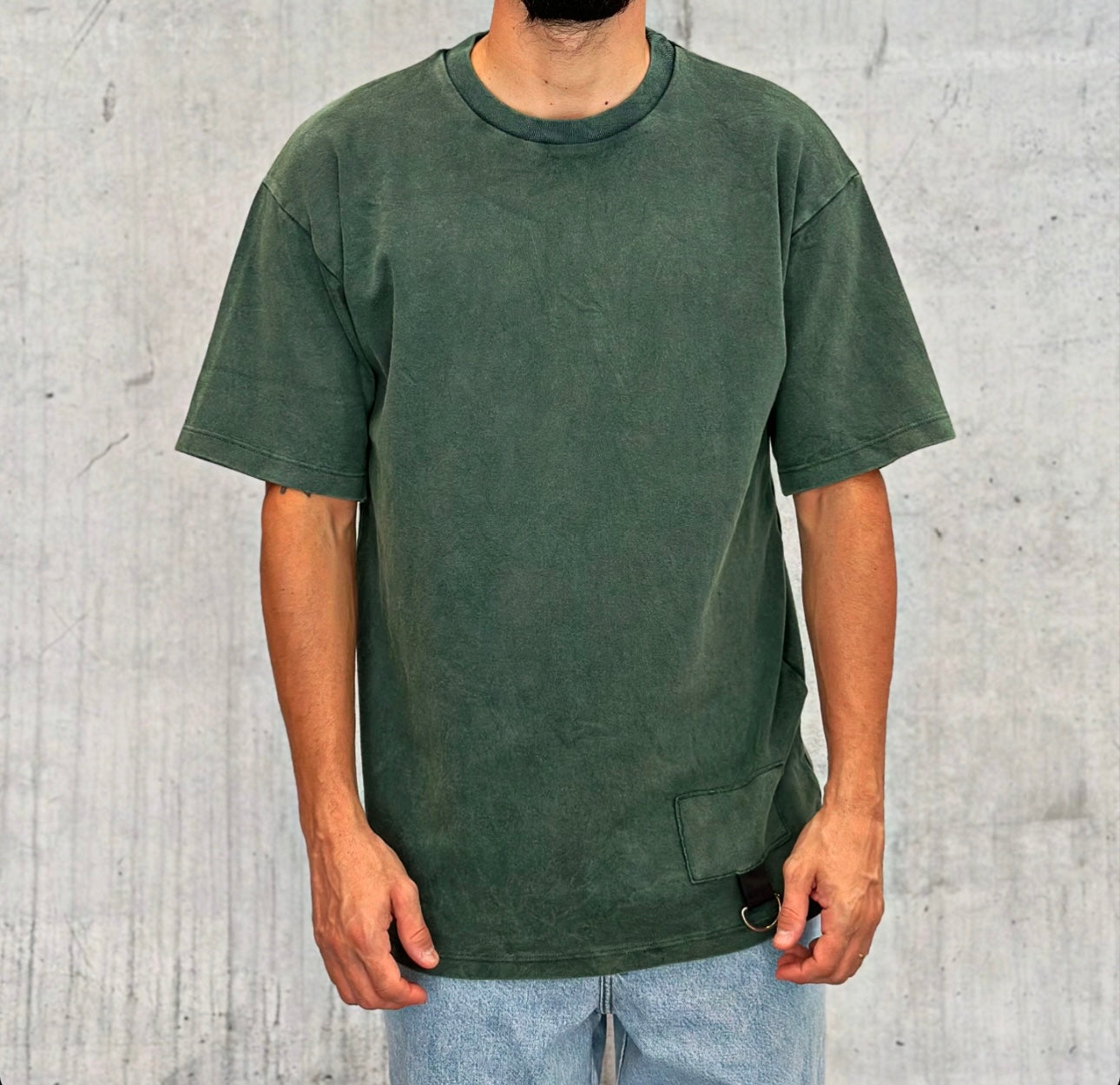 T-SHIRT BASICA OVERSIZE - HAMEN - ART. T019 - COL. VERDE BOSCO