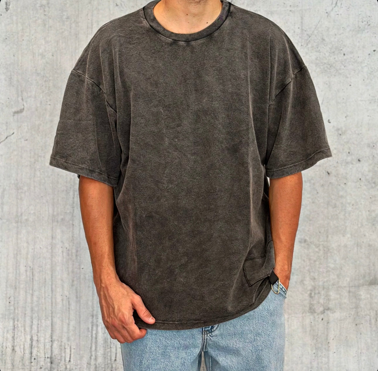 T-SHIRT BASICA OVERSIZE - HAMEN - ART. T019 - COL. NERO STONE