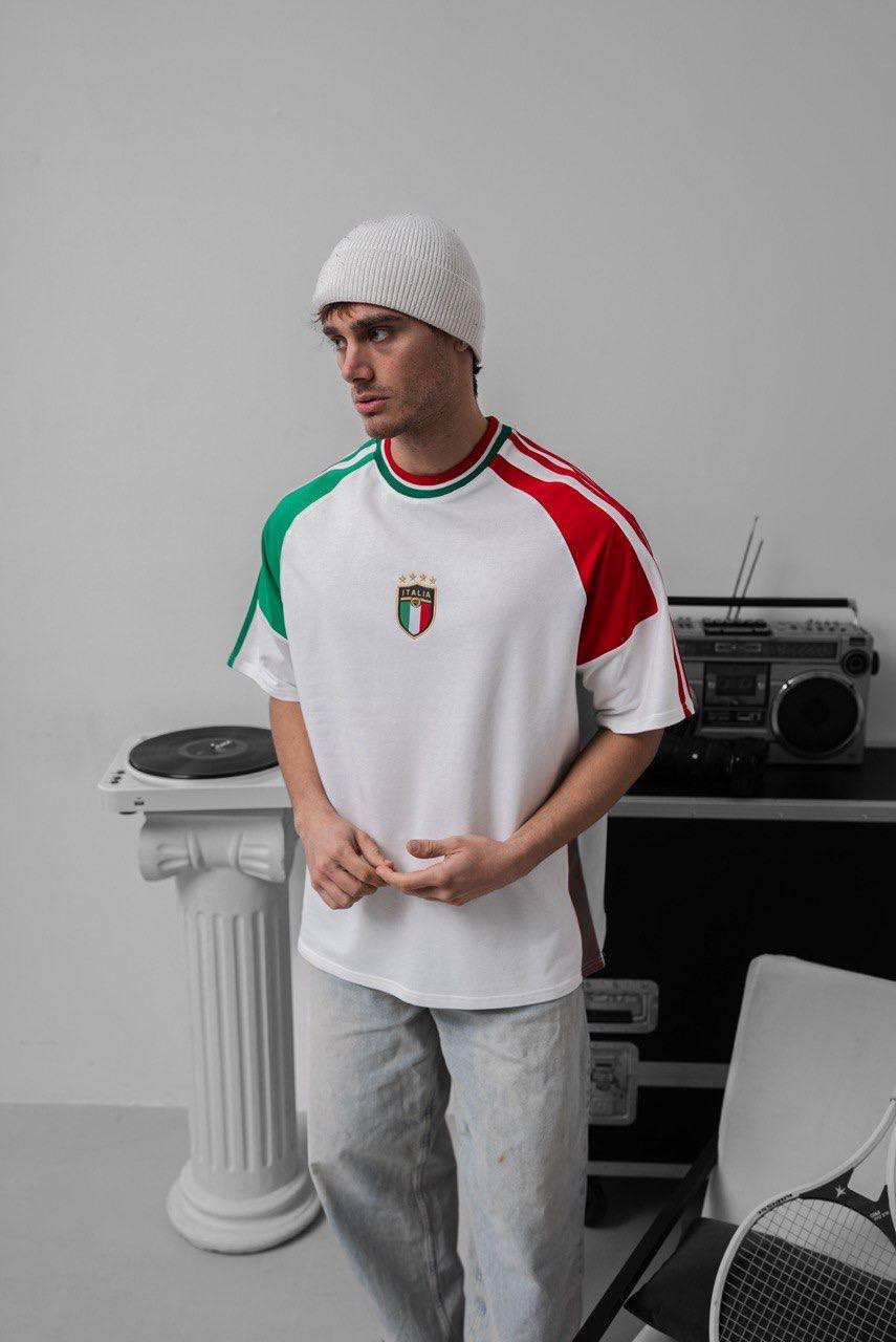 T-SHIRT VINTAGE - HAMEN - ART. ITALIA COLLO TRICOLORE - COL. BIANCO