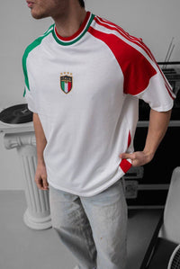 T-SHIRT VINTAGE - HAMEN - ART. ITALIA COLLO TRICOLORE - COL. BIANCO