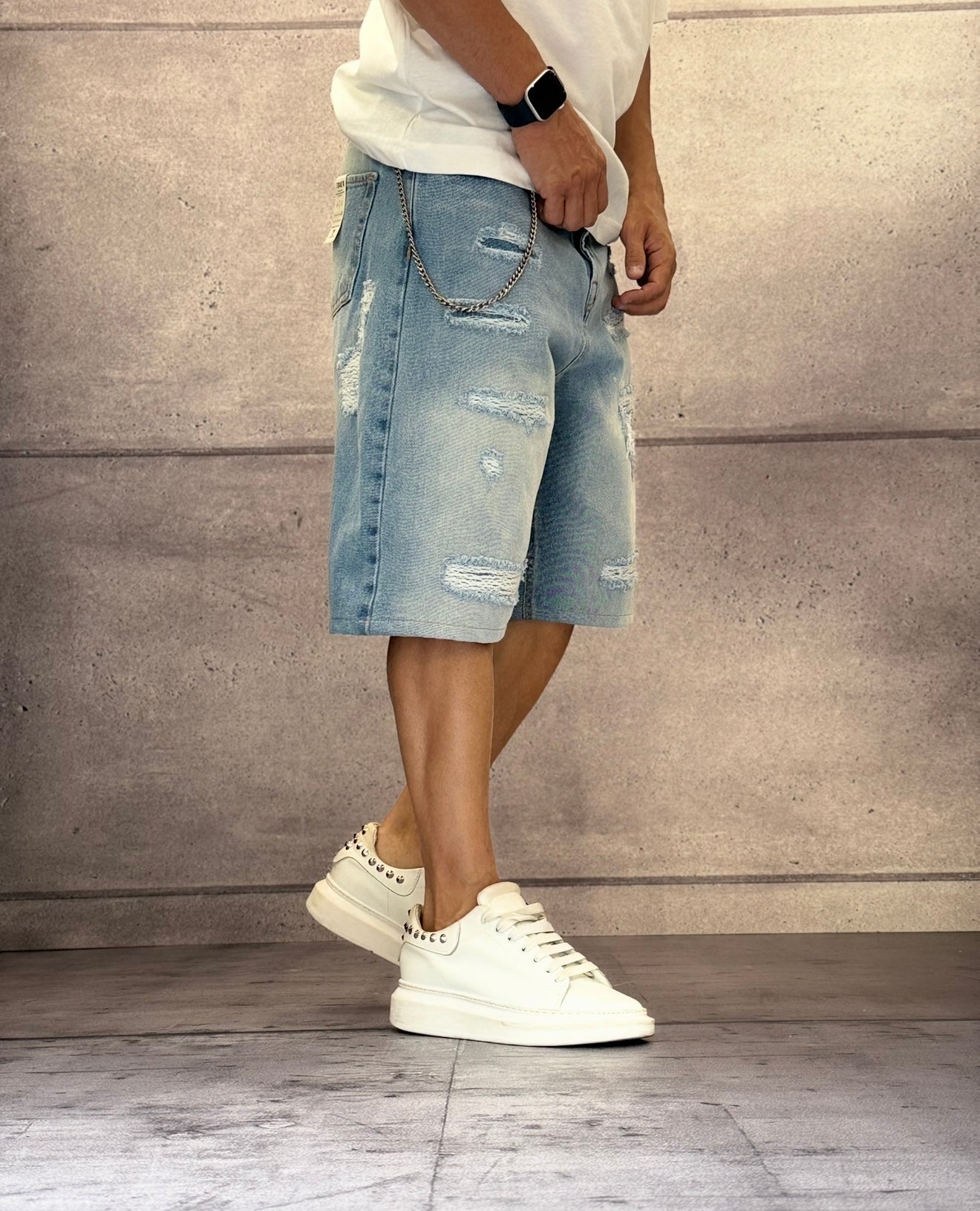BERMUDA STRAIGHT DESTROYED CON ROTTURE - BERNA - *ART. 25100130 - COL. DENIM