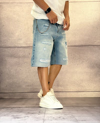 BERMUDA STRAIGHT DESTROYED CON ROTTURE - BERNA - *ART. 25100130 - COL. DENIM