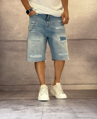 BERMUDA STRAIGHT DESTROYED CON ROTTURE - BERNA - *ART. 25100130 - COL. DENIM