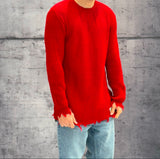 MAGLIONE GIROCOLLO SFRANGIATO - BL.11 - ART. KIR - COL. ROSSO