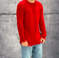 MAGLIONE GIROCOLLO SFRANGIATO - BL.11 - ART. KIR - COL. ROSSO