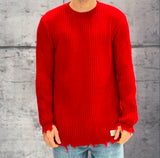 MAGLIONE GIROCOLLO SFRANGIATO - BL.11 - ART. KIR - COL. ROSSO