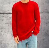 MAGLIONE GIROCOLLO SFRANGIATO - BL.11 - ART. KIR - COL. ROSSO