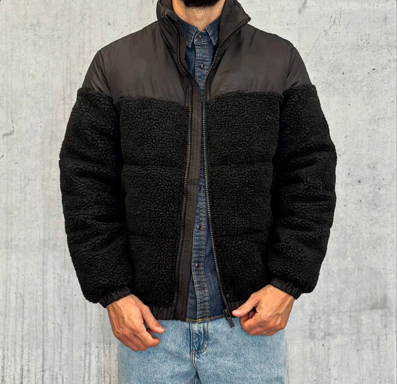 PIUMINO SHERPA MIX - ONLY&SONS - ART. 22030456 - COL. BLACK (NERO)