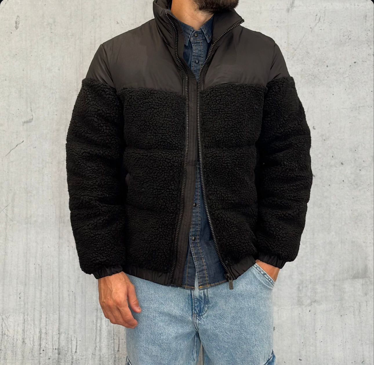 PIUMINO SHERPA MIX - ONLY&SONS - ART. 22030456 - COL. BLACK (NERO)