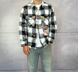 CAMICIA A QUADRI CON SPILLE + ROTTURE - BERNA - ART. 25227830 - COL. NERO / BIANCO