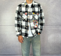 CAMICIA A QUADRI CON SPILLE + ROTTURE - BERNA - ART. 25227830 - COL. NERO / BIANCO