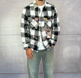 CAMICIA A QUADRI CON SPILLE + ROTTURE - BERNA - ART. 25227830 - COL. NERO / BIANCO