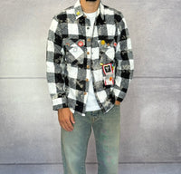CAMICIA A QUADRI CON SPILLE + ROTTURE - BERNA - ART. 25227830 - COL. NERO / BIANCO