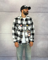CAMICIA A QUADRI CON SPILLE + ROTTURE - BERNA - ART. 25227830 - COL. NERO / BIANCO