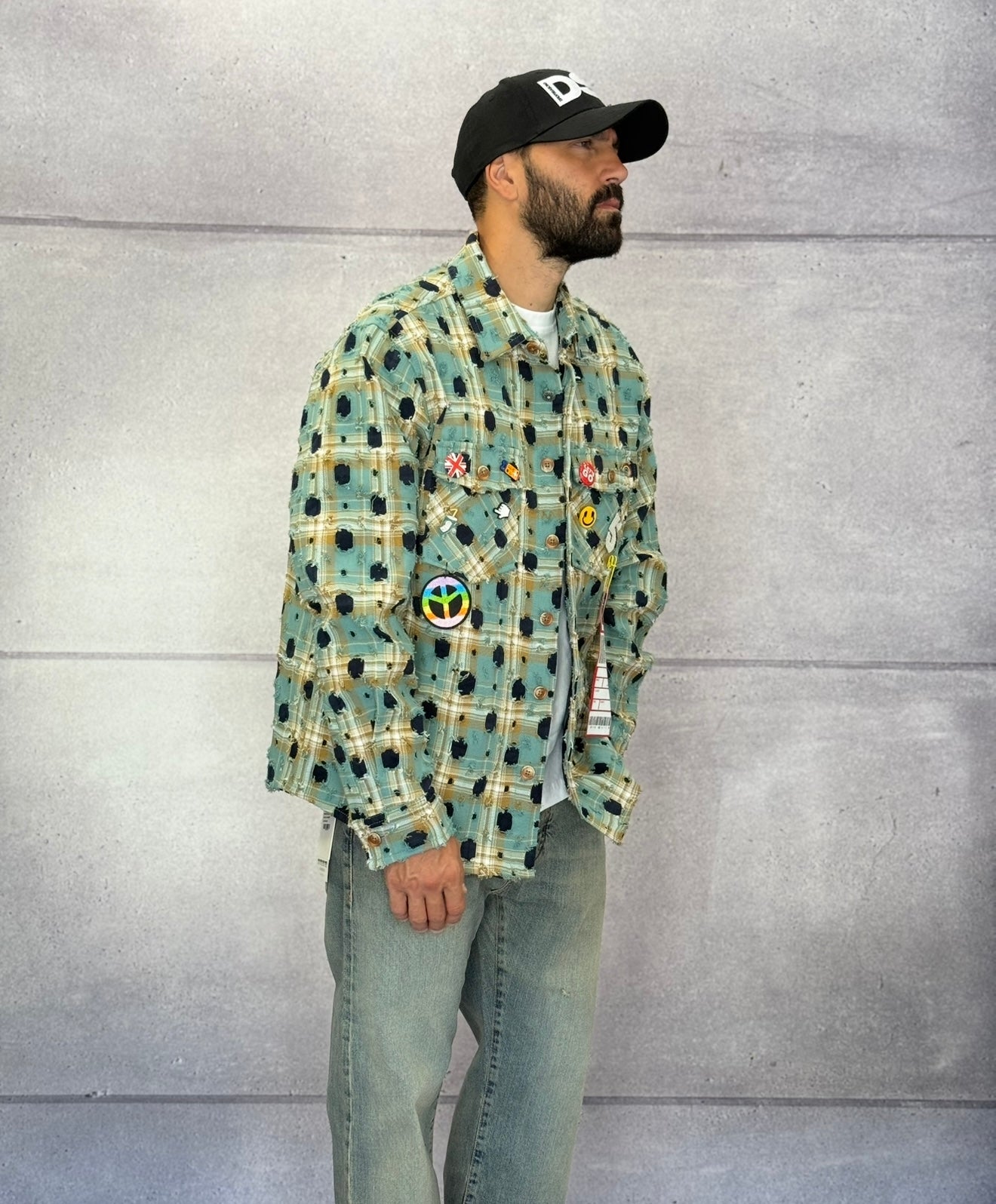 CAMICIA A QUADRI CON SPILLE + ROTTURE - BERNA - ART. 25228130 - COL. TURCHESE