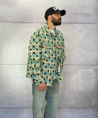 CAMICIA A QUADRI CON SPILLE + ROTTURE - BERNA - ART. 25228130 - COL. TURCHESE