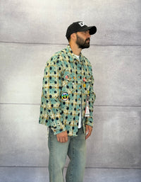 CAMICIA A QUADRI CON SPILLE + ROTTURE - BERNA - ART. 25228130 - COL. TURCHESE